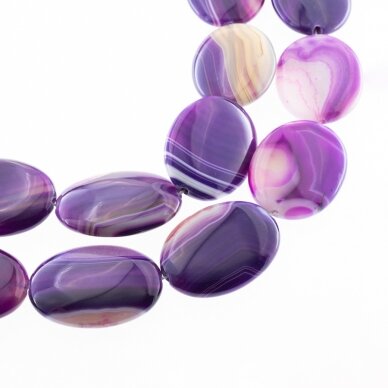 Striped Agate, Natural, A Grade, Dyed, Puffed Oval Bead, Violet, 37-39 cm/strand, 30x40 mm