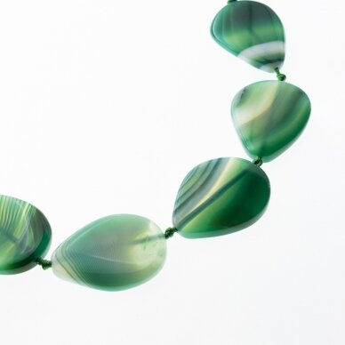 Striped Agate, Natural, A Grade, Dyed, Puffed Teardrop Bead, Green, 37-39 cm/strand, 30x40 mm