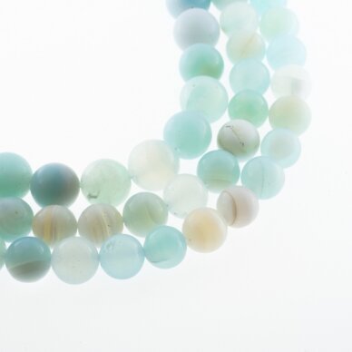 Striped Agate, Natural, A Grade, Dyed, Matte Round Bead, Light Turquoise, 37-39 cm/strand, 4, 6, 8, 10, 12, 14 mm