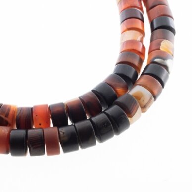 Striped Agate, Natural, A Grade, Dyed, Matte Heishi Rondelle Bead, Red-Black, 37-39 cm/strand, 10x6 mm