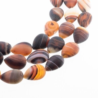 Striped Agate, Natural, A Grade, Dyed, Matte Puffed Teardrop Bead, Red-Black, 37-39 cm/strand, 13x18 mm