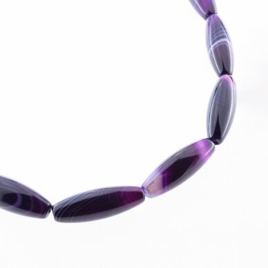 Striped Agate, Natural, A Grade, Dyed, Oval Bead, Violet, 37-39 cm/strand, 10x30 mm