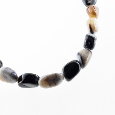 Striped Agate, Natural, A Grade, Nugget Bead, Brown-Grey, 37-39 cm/strand, about 10x16-12x22 mm