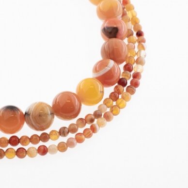 Striped Agate, Natural, B Grade, Dyed, Round Bead, Orange, 37-39 cm/strand, 4, 6, 8, 10, 12, 14 mm