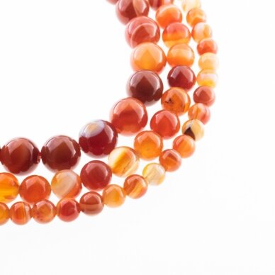 Striped Agate, Natural, B Grade, Dyed, Round Bead, Red, 37-39 cm/strand, 4, 6, 8, 10, 12, 14 mm