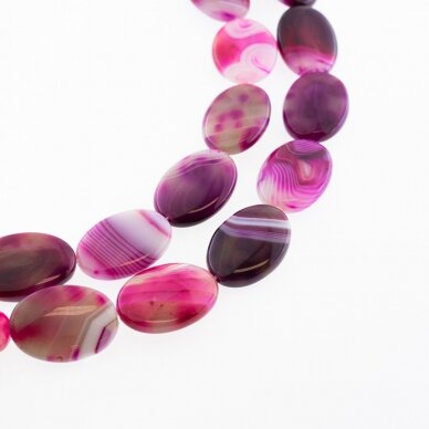 Striped Agate, Natural, B Grade, Dyed, Puffed Oval Bead, Pink, 37-39 cm/strand, 18x25 mm