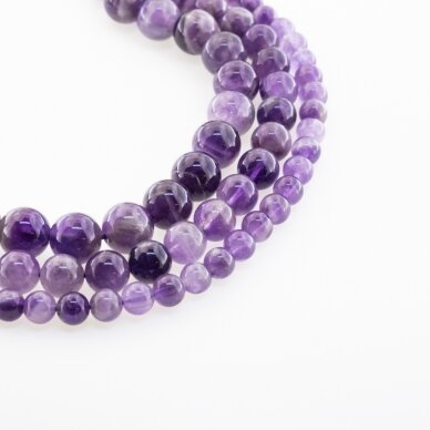 Banded Amethyst, Natural, AB Grade, Round Bead, Violet, 37-39 cm/strand, 4, 6, 8, 10, 12 mm