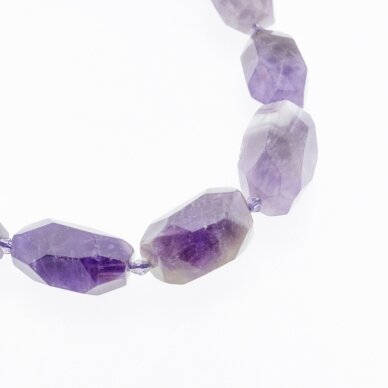 Banded Amethyst, Natural, B Grade, Faceted Hand-cut Oval Bead, Violet, 37-39 cm/strand, about 10x15-11x18, 12x15-17x21  mm