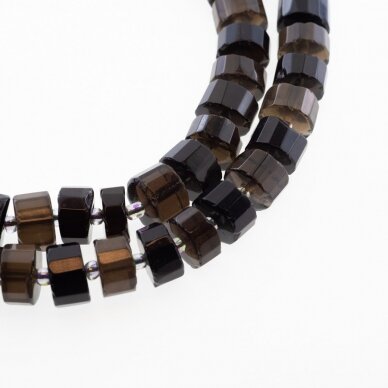 Smoky Quartz, Natural, AB Grade, Heated, Faceted Hand-cut Heishi Rondelle Bead, Brown, 37-39 cm/strand, about 12x6 mm