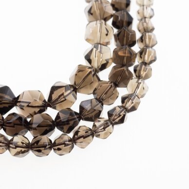 Smoky Quartz, Natural, AB Grade, Heated, Star-cut Round Bead, Brown, 37-39 cm/strand, 6, 8, 10, 12 mm