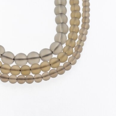 Smoky Quartz, Reconstituted, Matte Round Bead, Brown, 37-39 cm/strand, 4, 6, 8, 10, 12, 14 mm