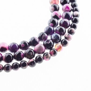 Fire Agate, Natural, B Grade, Dyed, Round Bead, Pink-Black, 37-39 cm/strand, 4, 6, 8, 10, 12, 14 mm