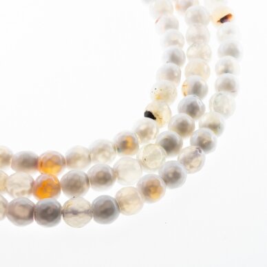 Fire Agate, Natural, Dyed, Faceted Round Bead, Milky White-Red, 37-39 cm/strand, 4, 6, 8, 10, 12, 14 mm