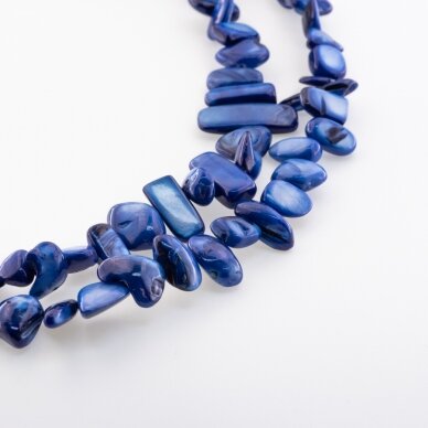 Mother-of-pearl Shell, Natural, B Grade, Dyed, Chip Bead, #04 Extra Dark Blue, 78-80 cm/strand, about 5x8-10x25 mm