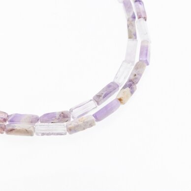 Flower Amethyst, Natural, AB Grade, Square Tube Bead, Violet-Brown, 37-39 cm/strand, 4x13 mm