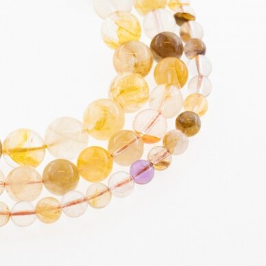 Yellow Iron Quartz, Natural, B Grade, Round Bead, 37-39 cm/strand, 6, 8, 10, 12 mm