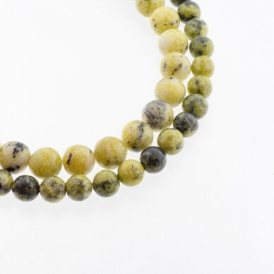 Yellow Turquoise (Serpentine and Quartz), Natural, B Grade, Round Bead, 37-39 cm/strand, 4, 6, 8, 10, 12 mm