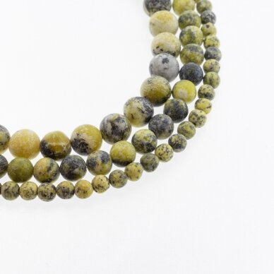 Yellow Turquoise (Serpentine and Quartz), Natural, B Grade, Matte Round Bead, 37-39 cm/strand, 4, 6, 8, 10, 12 mm