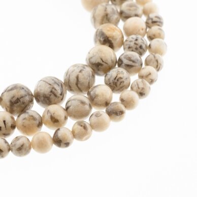 Graphic Feldspar, Natural, Round Bead, Beige-Black, 37-39 cm/strand, 4, 6, 8, 10, 12 mm