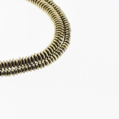 Hematite, Reconstituted, Abacus Rondelle Bead, Khaki Gold, 39-40 cm/strand, 3x2, 4x1.5, 4x2, 4x3, 6x2, 6x3, 6x4, 8x3, 8x4, 10x3, 12x3 mm