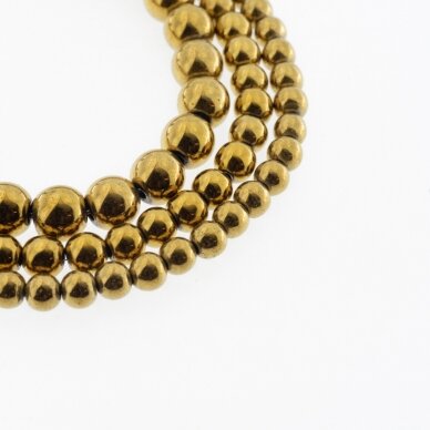 Hematite, Reconstituted, Round Bead, Dark Gold, 39-40 cm/strand, 1.5 mm