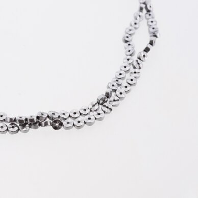 Hematite, Reconstituted, Waved Rondelle Bead, Two Ways Drilled, Nickel Grey, 39-40 cm/strand, 4x2 mm