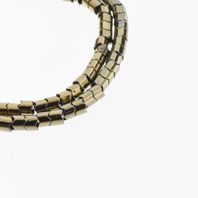 Hematite, Reconstituted, Gear Rondelle Bead, Khaki Gold, 39-40 cm/strand, 5x5, 7x7 mm