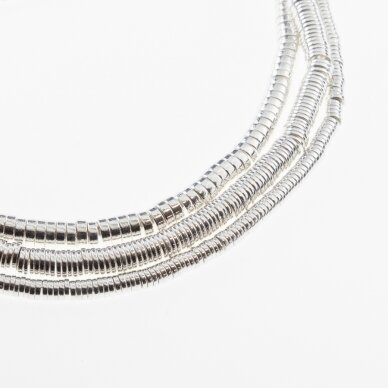 Hematite, Reconstituted, Electroplated, Heishi Rondelle Bead, Silver, 39-40 cm/strand, 2x1, 3x1, 4x1, 6x1, 6x2 mm