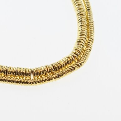 Hematite, Reconstituted, Electroplated, Bended Round Rondelle Bead, Extra Light Gold, 39-40 cm/strand, 4x1, 6x1 mm