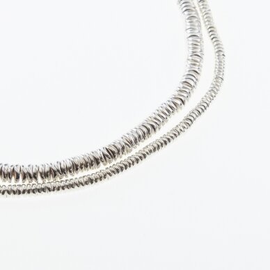 Hematite, Reconstituted, Electroplated, Bended Round Rondelle Bead, Silver, 39-40 cm/strand, 4x1, 6x1 mm