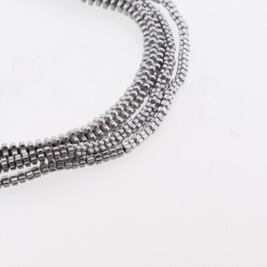 Hematite, Reconstituted, Flower Rondelle Bead, Nickel Grey, 39-40 cm/strand, 3x2, 4x2, 6x2 mm