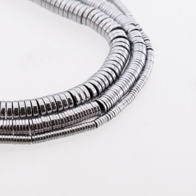 Hematite, Reconstituted, Heishi Rondelle Bead, Nickel Grey, 39-40 cm/strand, 2x1, 3x1, 4x1, 6x1, 6x2, 8x2, 10x2 mm