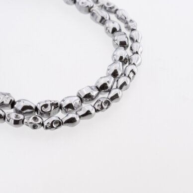 Hematite, Reconstituted, Scull Bead, Nickel Grey, 39-40 cm/strand, 4x6, 6x8, 8x10 mm