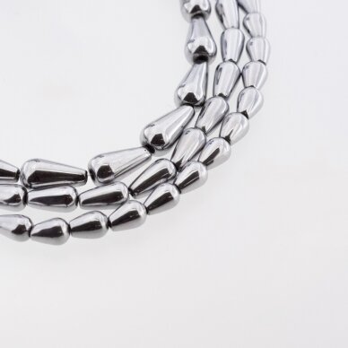 Hematite, Reconstituted, Teardrop Bead, Nickel Grey, 39-40 cm/strand, 5x8, 6x9, 6x12, 8x12, 8x16 mm