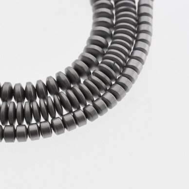 Hematite, Reconstituted, Matte Abacus Rondelle Bead, Nickel Grey, 39-40 cm/strand, 3x2 mm