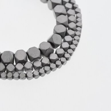 Hematite, Reconstituted, Matte Truncated Cube Bead, Nickel Grey, 39-40 cm/strand, 1.5x1.5 mm