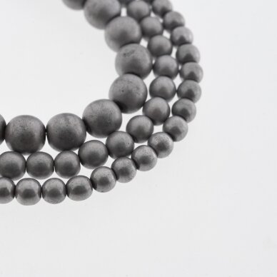 Hematite, Reconstituted, Matte Round Bead, Nickel Grey, 39-40 cm/strand, 1.5 mm