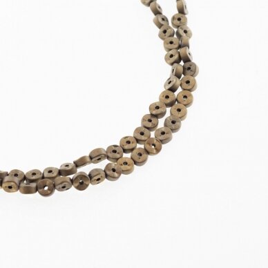 Hematite, Reconstituted, Matte Waved Rondelle Bead, Two Ways Drilled, Khaki Gold, 39-40 cm/strand, 4x2 mm