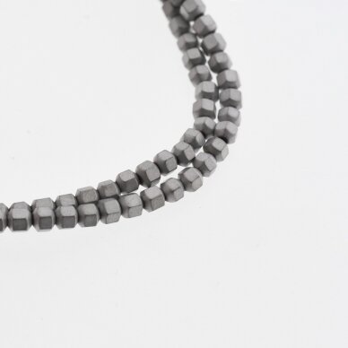 Hematite, Reconstituted, Matte Faceted Roller Bead, Nickel Grey, 39-40 cm/strand, 2, 3, 4 mm