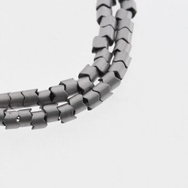 Hematite, Reconstituted, Matte Gear Rondelle Bead, Nickel Grey, 39-40 cm/strand, 5x5 mm