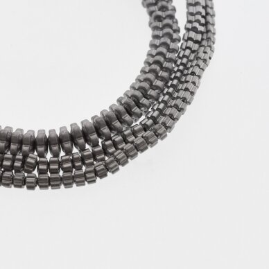 Hematite, Reconstituted, Matte Flower Rondelle Bead, Nickel Grey, 39-40 cm/strand, 3x2 mm