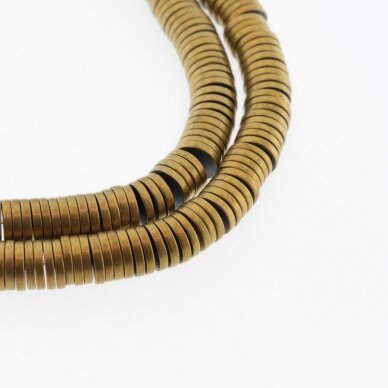 Hematite, Reconstituted, Matte Heishi Rondelle Bead, Dark Gold, 39-40 cm/strand, 2x1 mm