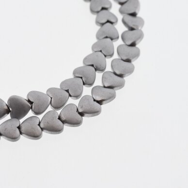 Hematite, Reconstituted, Matte Puffed Heart Bead, Nickel Grey, 39-40 cm/strand, 6 mm