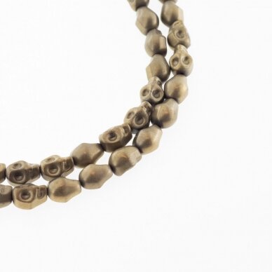 Hematite, Reconstituted, Matte Scull Bead, Khaki Gold, 39-40 cm/strand, 4x6, 6x8, 8x10 mm