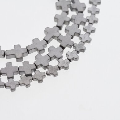 Hematite, Reconstituted, Matte Cross Bead, Nickel Grey, 39-40 cm/strand, 4x4 mm