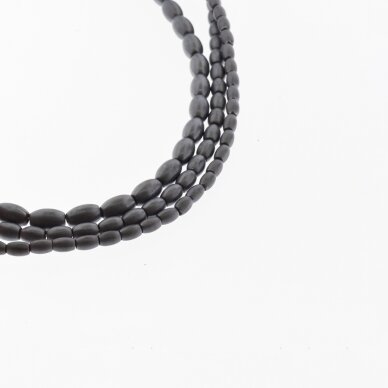 Hematite, Reconstituted, Matte Oval Bead, Black, 39-40 cm/strand, 3x5 mm