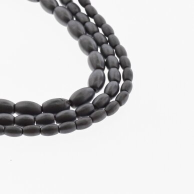 Hematite, Reconstituted, Matte Oval Bead, Black, 39-40 cm/strand, 3x5 mm