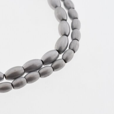 Hematite, Reconstituted, Matte Oval Bead, Nickel Grey, 39-40 cm/strand, 3x5 mm