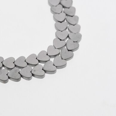 Hematite, Reconstituted, Matte Flat Heart Bead, Nickel Grey, 39-40 cm/strand, 4 mm