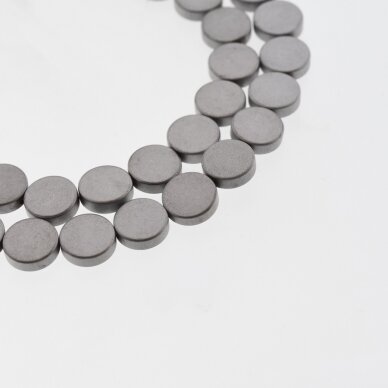 Hematite, Reconstituted, Matte Flat Disc Bead, Nickel Grey, 39-40 cm/strand, 4 mm